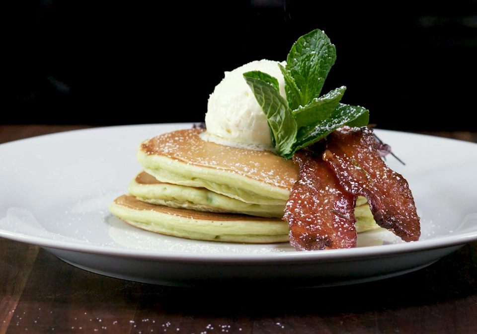 Buttermilk Avocado Pancakes with Maple Bacon Innit